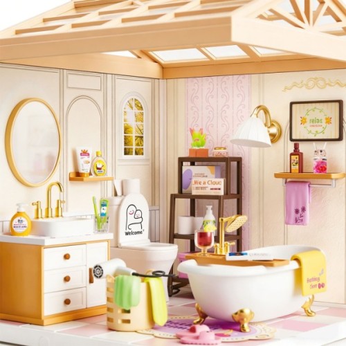 Конструктор Mini House румбокс серії Інтер'єр – Ванна кімната (світло) (8009)
