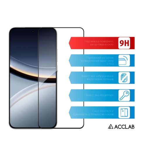 Скло захисне ACCLAB Full Glue ESD Xiaomi POCO F7 Black (1283126623974)