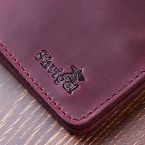 Портмоне Shvigel Шкіряне Бордове (16604)