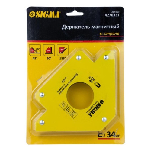 Магніт для зварювання Sigma стріла 34кг 110x110мм (45, 90, 135 °) (4270331)
