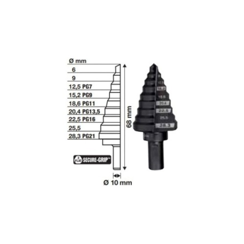 Свердло Milwaukee ступінчасте Step Drill, для електриків PG7-PG21 з кроком 2мм (48899321)