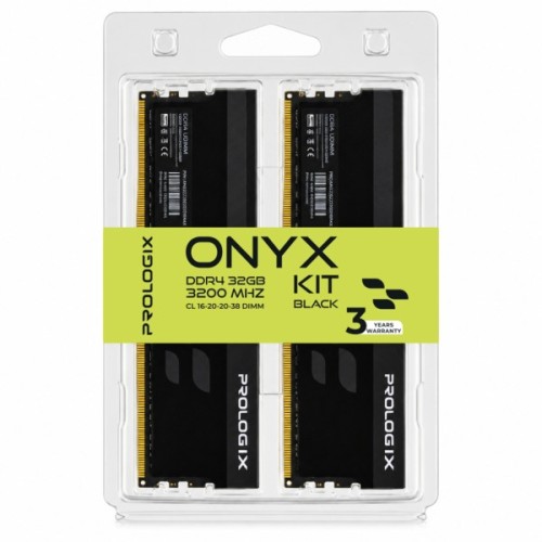 Модуль пам'яті для комп'ютера DDR4 32GB (2x16GB) 3200 MHz Onyx Black Prologix (PRO32GB3200YB4K)