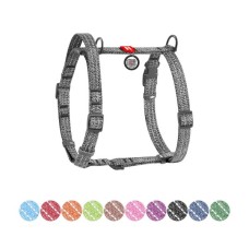 Шлея для собак WAUDOG Н-подібна Re-cotton з QR паспортом, світловідбивна S сіра (259111)