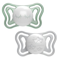 Пустушка Chicco Physio Light силіконова від 16 до 36 місяців люмінесцентна з футляром 2 шт (71039.41)