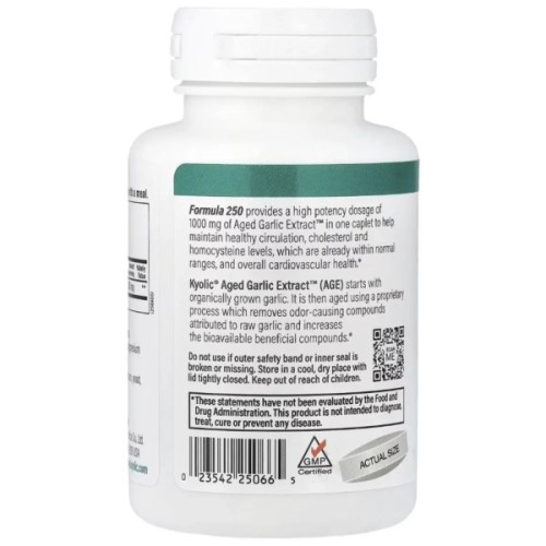 Вітамінно-мінеральний комплекс Kyolic Екстракт часнику, 1000 мг, Aged Garlic Extract, Cardiovascular, 60 веганськ (WAK-25066)