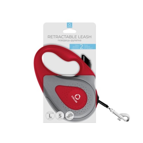 Повідець для собак Collar стрічка L до 50 кг 5 м червоний (81263)