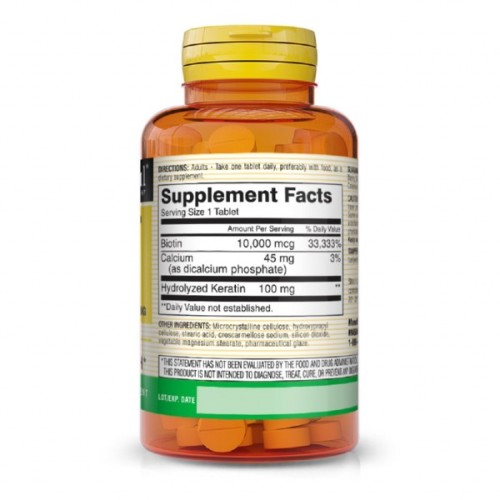 Вітамін Mason Natural Біотин 10000мкг з кератином, Biotin Plus Keratin, 60 таблето (MAV-17655)