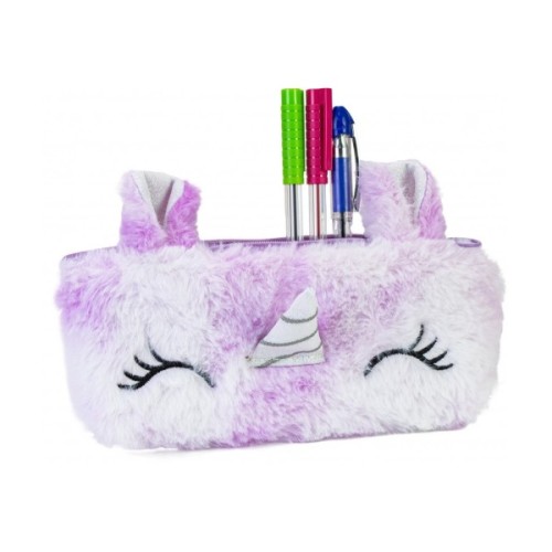 Пенал Cool For School плюшевий 1 відділення фіолетовий (CF87069)