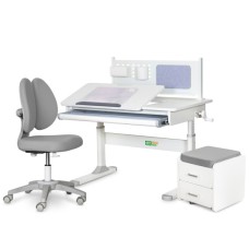 Парта з кріслом ErgoKids (L) Grey + тумба (TH-325 + Y-412 Lite + BD C3 _GREY)