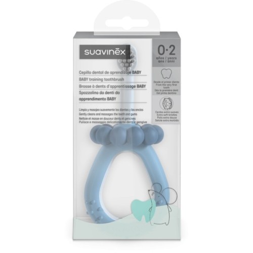 Дитяча зубна щітка Suavinex STAGE 1 з масажером від 0 до 2 років, синя (403012)