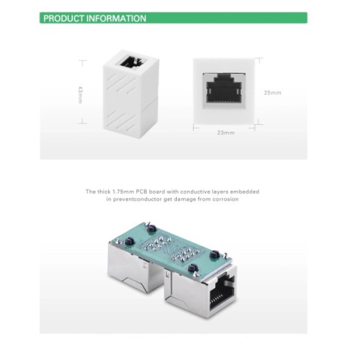 Зрощувач RJ45 8P8C NW114 White Ugreen (20311)