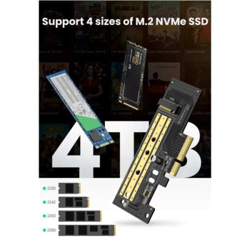 Контролер Ugreen PCI-E 3.0 for SSD M.2 (NVMe) x4 CM302 (70503)