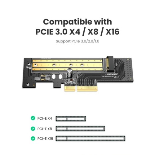 Контролер Ugreen PCI-E 3.0 for SSD M.2 (NVMe) x4 CM302 (70503)