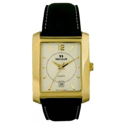 Наручний годинник Seculus 4419.1.505 white ap-g, pvd, black leather