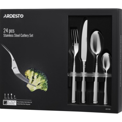 Набір столових приборів Ardesto Black Mars Bordeaux 24 предмета (AR0724BS)