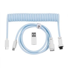 Дата кабель USB-C + USB A to USB-C 1.36m Coiled Aviator blue Keychron (CAB19_KEYCHRON)