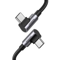 Дата кабель USB-C to USB-C 1.0m 100W (20V/5A) 90° corner braided black Ugreen (70696)
