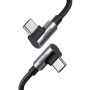Дата кабель USB-C to USB-C 1.0m 100W (20V/5A) 90° corner braided black Ugreen (70696)