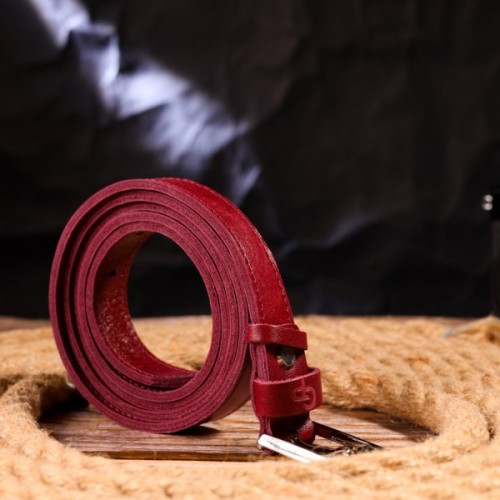 Ремінь Grande Pelle Жіночий з натуральної шкіри Бордовий (21447)