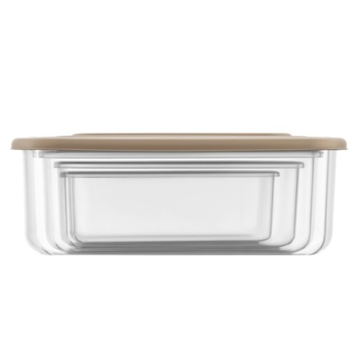 Харчовий контейнер Ardesto Fresh Набір 0.25/0.5/0.75/1.2л, пластик, прямокутна, бежевий (AR1312B)