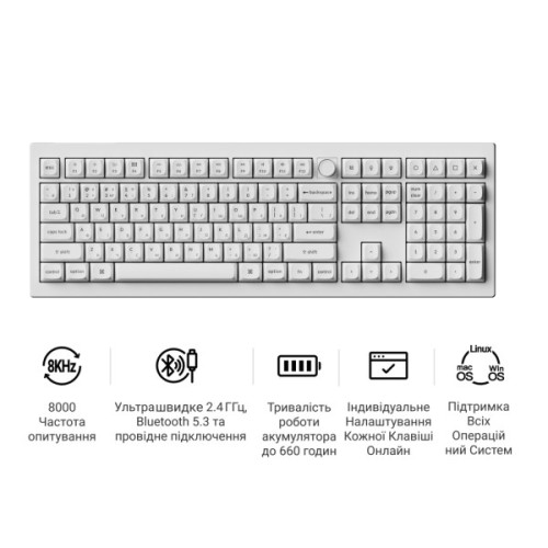 Клавіатура Keychron V6 Ultra Keychron Red Switch RGB UA White (V6U-F1-UA)