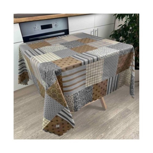 Скатертина Прованс водовiдштовхуюча Simfoni Печворк Какао 220х140 см (4823093411821)