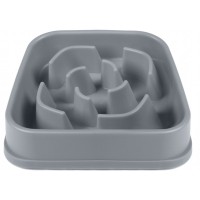 Посуд для собак Dexas Силіконова квадратна миска Slow Maze Feeder для повільного годування 1.44 л світло-сіра (0084297309930)