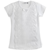 Кофта дитяча Matilda з мереживом з коротким рукавом (10497-152G-white)