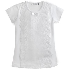 Кофта дитяча Matilda з мереживом з коротким рукавом (10497-152G-white)