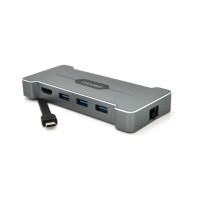 Концентратор VEGGIEG USB-C 5-in-1 USB-C + 3xUSB 3.0 + HDMI + RJ45 silver (TC06)
