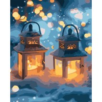Картина по номерам Santi Ліхтарики у снігу, 40*50см, LED підсвітка (955084)
