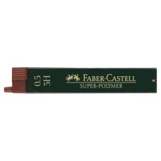 Грифель для механічного олівця Faber-Castell Super-Polymer 3Н (діаметр 0,5 мм), 12 штук в пеналі (27659)