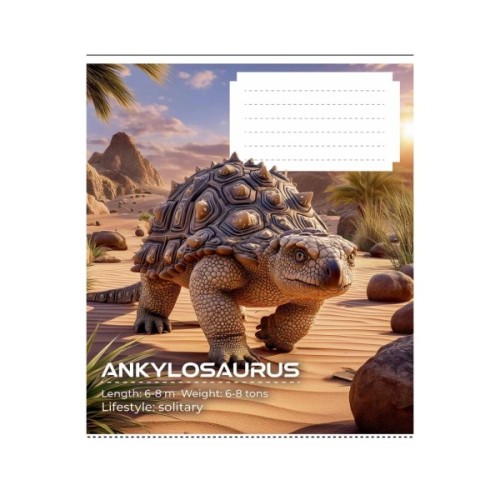 Зошит Школярик Dinosaurs 12 аркушів клітинка (012-3753K)