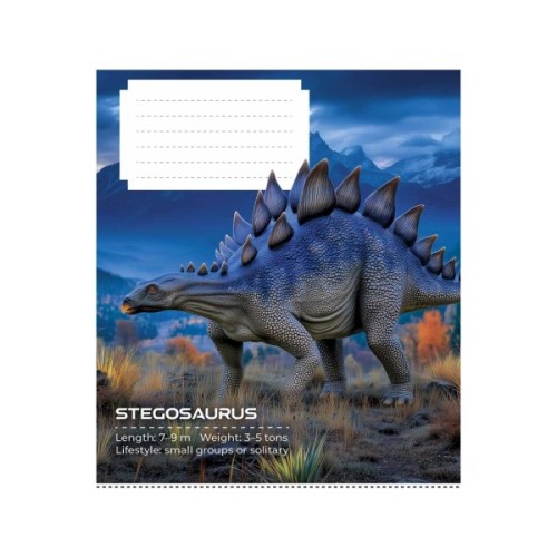 Зошит Школярик Dinosaurs 12 аркушів клітинка (012-3753K)