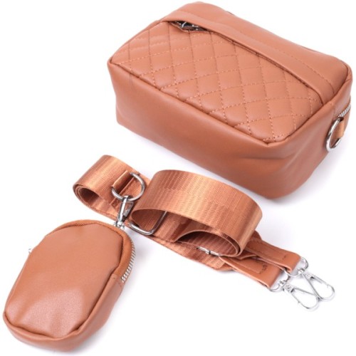 Сумка Vintage Жіноча крос-боді з монетницею з екошкіри Руда (22795)