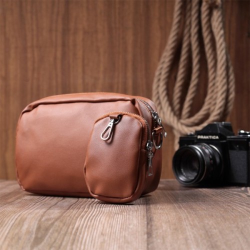 Сумка Vintage Жіноча крос-боді з монетницею з екошкіри Руда (22795)