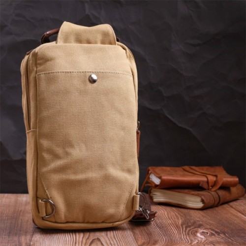 Сумка Vintage Через плече з текстилю Пісочна (22194)