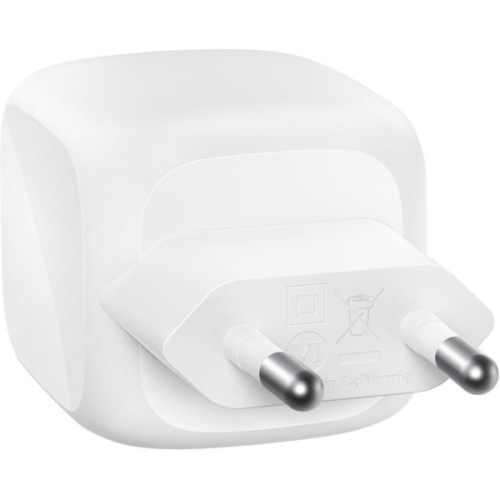 Зарядний пристрій Belkin 2xUSB-C PD50W GaN PPS white (WCH019KQWH)