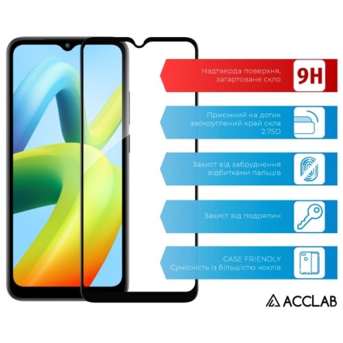 Скло захисне ACCLAB Full Glue Xiaomi Redmi A1 Black (1283126545306)