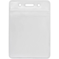 Бейдж Optima вертикальний замок zip lock PVC, 75х95 мм (O45612)
