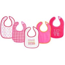 Слинявчик Luvable Friends 5 шт для девочек с надписями, розовый (2189-pink)