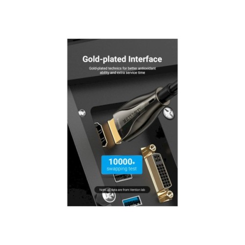 Кабель мультимедійний HDMI M to HDMI M 50.0m V2.0 Optical 4K 60Hz 18Gbps Dolby 7.1 PVC black Vention (ALABX)