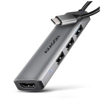 Концентратор AXAGON USB-C to 3xUSB-A + HDMI 0.15m gray (HMC-H3A)