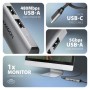 Концентратор AXAGON USB-C to 3xUSB-A + HDMI 0.15m gray (HMC-H3A)