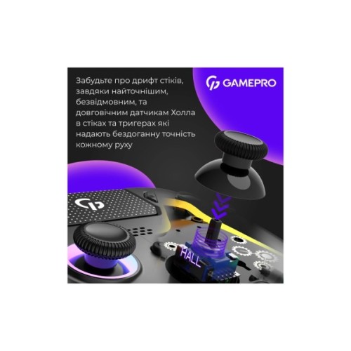 Геймпад GamePro GPS13B BT 5.3/USB/PC/iOS/Android/PS3/PS4 RGB Black (GPS13B)