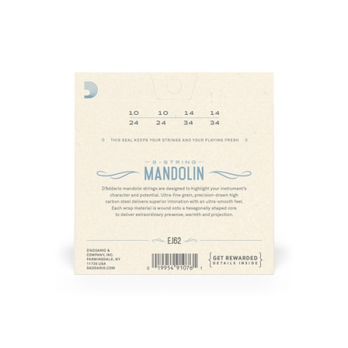 Струни для гітари D'Addario Mandolin 80/20 Bronze Light (10-34) (EJ62)