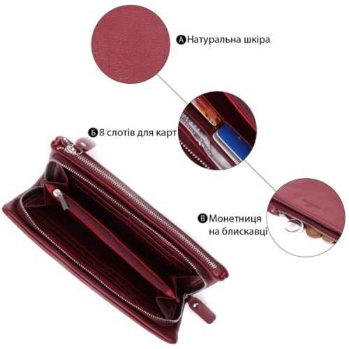 Гаманець ST Leather З натуральної шкіри Бордовий (22528)