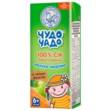 Сік дитячий Чудо-Чадо прямого віджиму Яблучно-морквяний 200 мл (4820003689028)