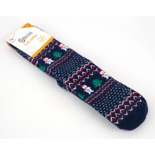Шкарпетки дитячі Bross махрові новорічні (9899-8-10-blue)
