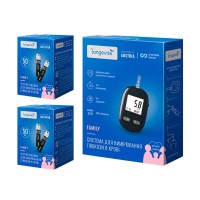 Глюкометр Longevita Family Система для вимірювання глюкози в крові + тест смужки 2 х 50 шт. (6837149)